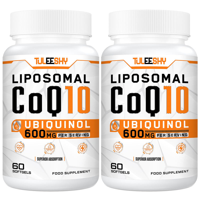 Liposomal CoQ10 Ubiquinol 600mg - High Potency, Superior Absorption for Advanced Heart and Energy Support - 60 Easy-to-Swallow Softgels (60 Count (Pack of 2)) 60 count (Pack of 2)