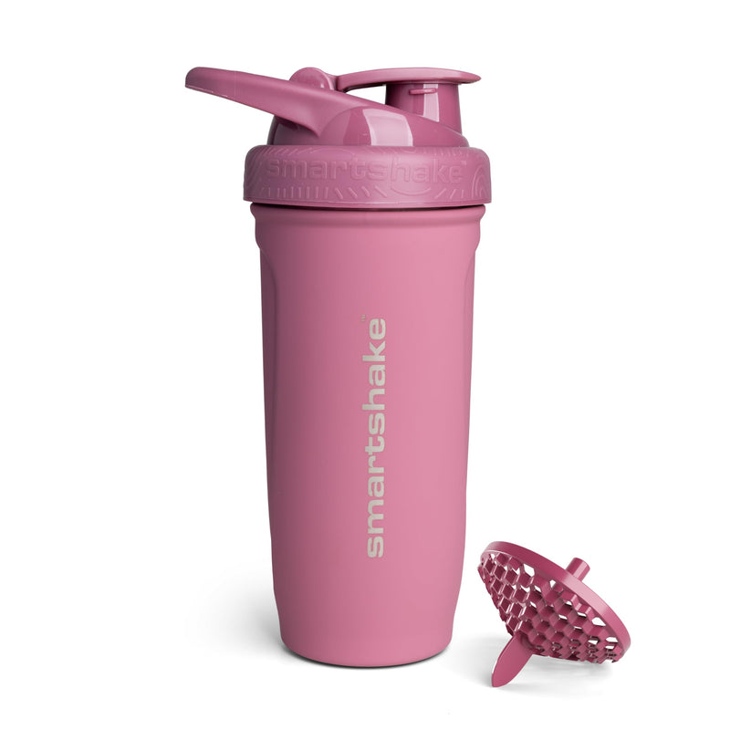 Smartshake Reforce Stainless Steel Protein Shaker Bottle - Non Insulated Unisex Gym Bottle | Metal Shaker Bottles - 900 ml | 30 oz - Leakproof Screw-On Lid - DEHP & BPA Free (Deep Rose) Deep Rose" Or "Pink