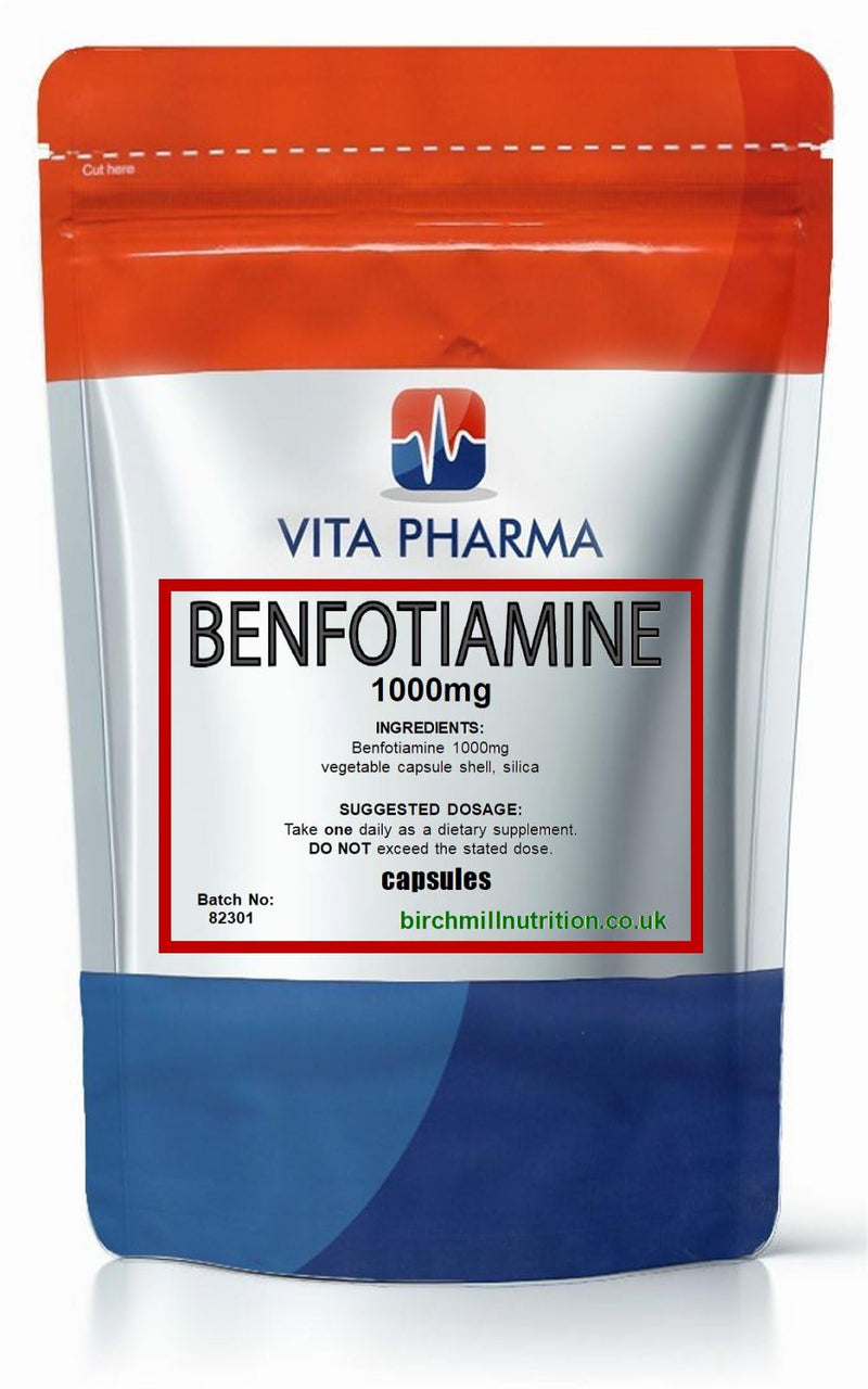 VITA PHARMA Benfotiamine 1000mg 60 Capsules, Healthy Blood Sugar Levels, Energy & Metabolism, Eye & Nerve Function, Nerve & Neuropathy Health