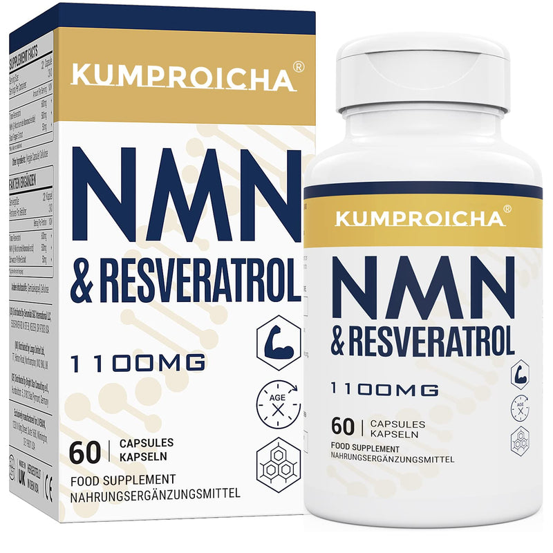 NAD+ Trans-Resveratrol Supplement 1100mg with Black Pepper Extract - Cellular Energy Booster (60 Count (Pack of 1)) 60 count (Pack of 1)