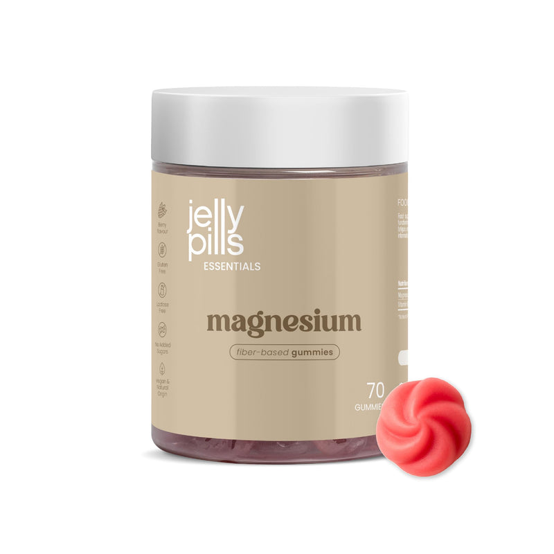 Jelly Pills® 180 mg Magnesium Citrate and Vitamin B6-70 Berry Flavoured Vegan Gummies - No Added sugars - Reduces Tiredness and Fatigue