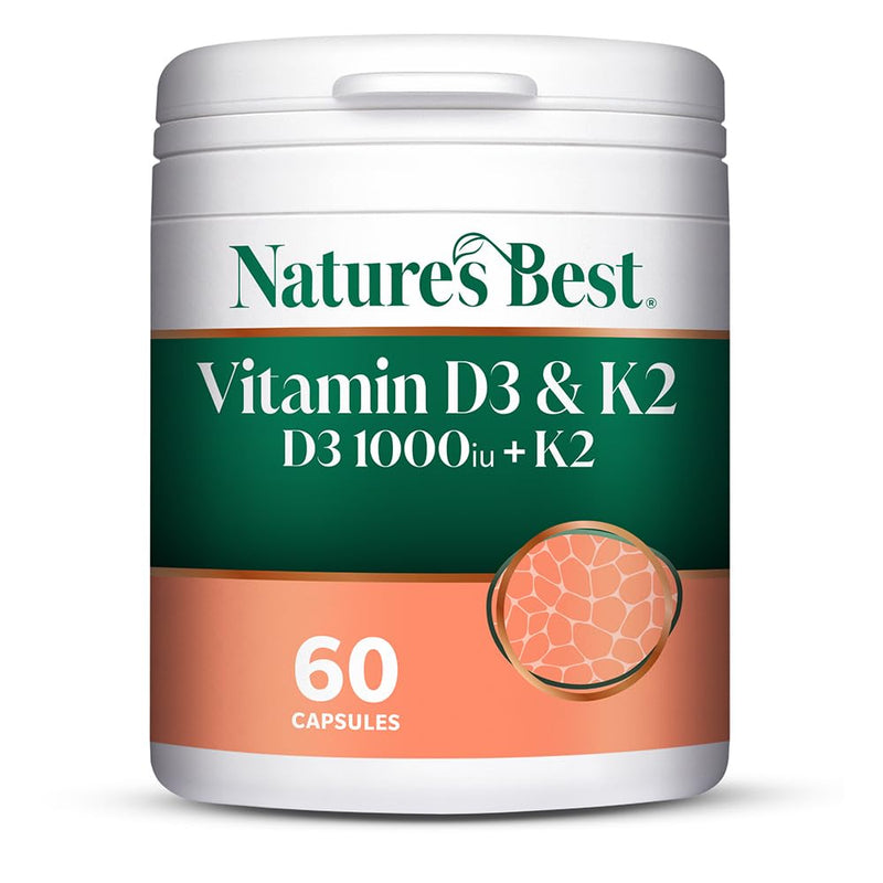 Nature's Best Bone & Immune Boost - High Strength Vitamin D3 1000iu & K2 90µg - Optimal Support for Bones, Teeth, and Immune Function - UK Made - 60 Capsules (2 Months' Supply)