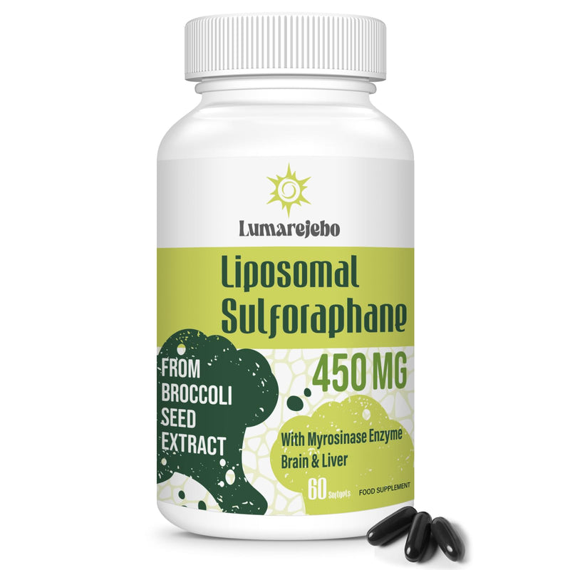 450MG Liposomal Sulforaphane, Activated Sulforaphane Supplement from Broccoli Sprouts Seed Extract, Plus Myrosinase, Cellular Level, 60 Count (Pack of 1) 60 count (Pack of 1)