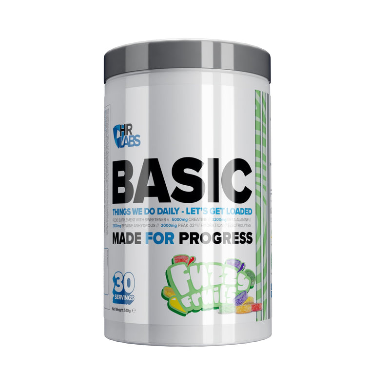 Basic, Things we do Daily Creatine and Electrolytes Pre/Intra Workout, Beta Alanine & Betain Hydrous Hydration Formula, 510g & 30 Servings, Vegan (Fuzzy Fruits) Fuzzy Fruits