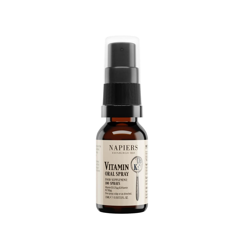 Napiers Vitamin D3 1000IU (25mcg) & K2 (50mcg) Oral Spray - High Absorption D3 Formula - Natural Ingredients - One-a-Day - 15ml (100 Sprays) Vitamin D3+K Spray