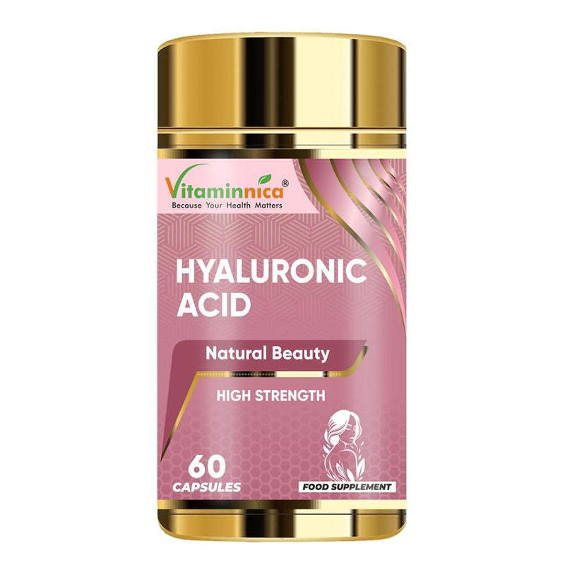 Vitaminnica Hyaluronic Acid Capsules 60 Count – High Strength Hydration Support for Skin, Joints & Hair | Beauty & Joint Care Supplement