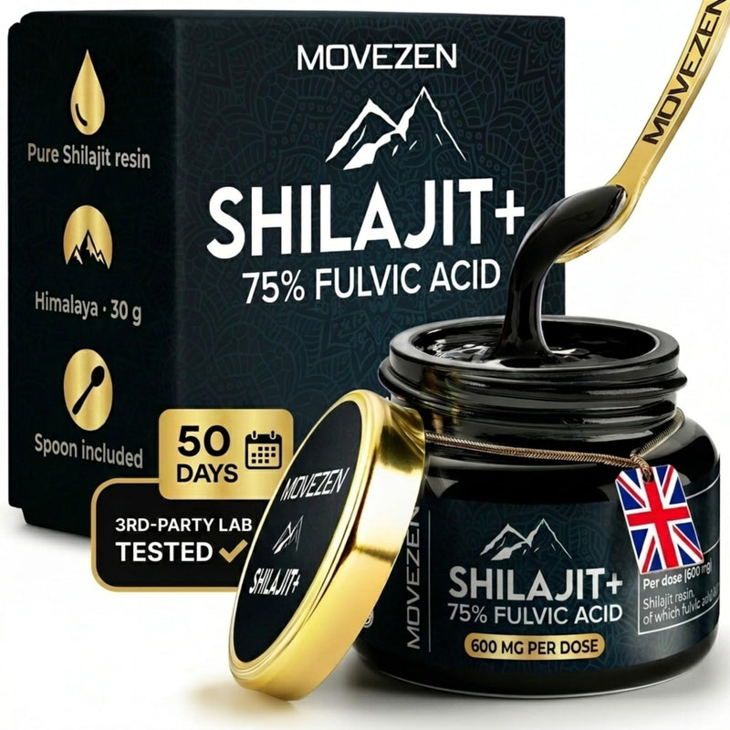 Original Shilajit+ Resin Movezen 30g, Gold Grade 100% Pure Himalayan Mumijo, Immune System, Vitality & Energy Booster, High Potency ≥75% Fulvic Acid, Lab Tested, 85+ Trace Minerals, 100 Servings 30 g (Pack of 1)