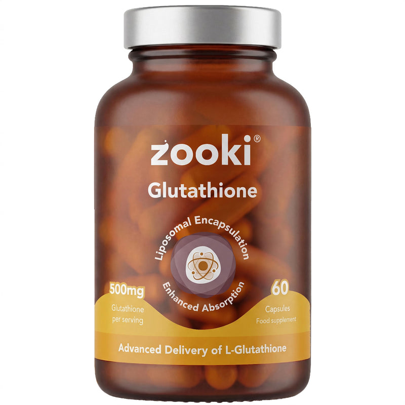 Zooki Liposomal Glutathione 500mg Capsules, High Absorption Glutathione Supplement, Immune & Liver Support, Antioxidant Skin & Energy Support, Vegan Glutathione Tablets, 60 Capsules 30 Servings