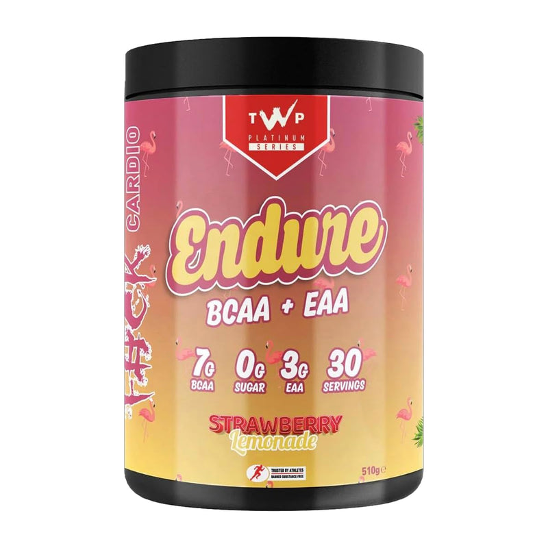 TWP Nutrition Platinum Series Endure, EAAs & BCAAs Electrolyte Blend Pre, Intra and Post Workout, Zero Sugar, 510g and 30 Servings, 20 Great Flavours (Strawberry Lemonade) Strawberry Lemonade