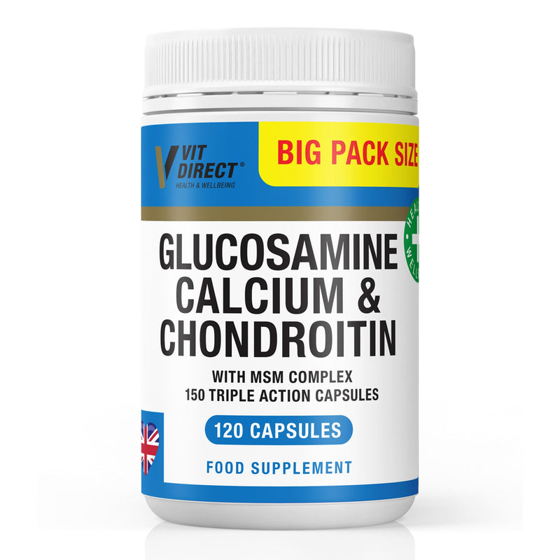 Glucosamine, Calcium & Chondroitin (with MSM Complex) - 120 Triple Action Capsules - Joint Care Supplement - Supports Joint Health - Designed to Reduce Joint Pain