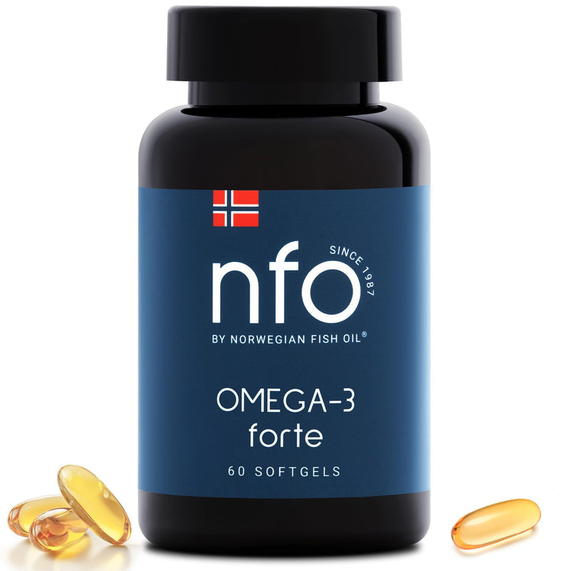 NFO Omega 3 Forte – 60 Capsules | High Strength Norwegian Fish Oil | EPA DHA with Vitamin E | Ethyl Ester Form | Fish Gelatine Capsule