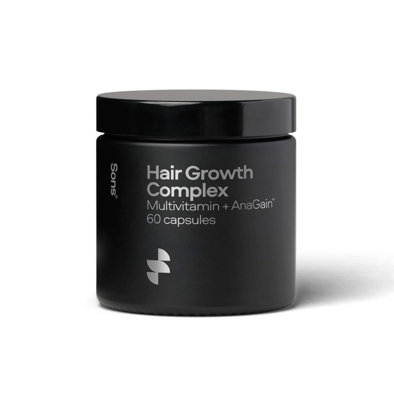 Sons Hair Growth Supplement - Multi-Vitamin Supplement & Minerals with Anagain, Marine Collagen & Biotin - Natural Ingredients to Promote Healthier Hair, 1 Month (60 Capsules). Made in Europe 1 Month (Pack of 1)