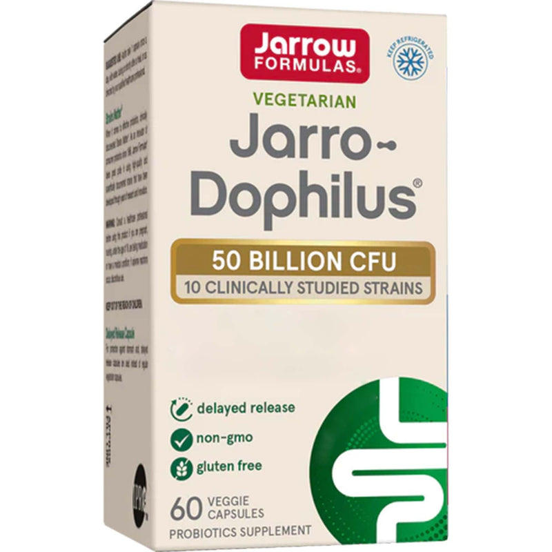 Jarrow Formulas, Ultra Jarro-Dophilus, 50 Billion Bacterial Cultures per Capsule, High Dose, 60 Vegan Capsules, Gluten-Free, Vegetarian, GMO-Free