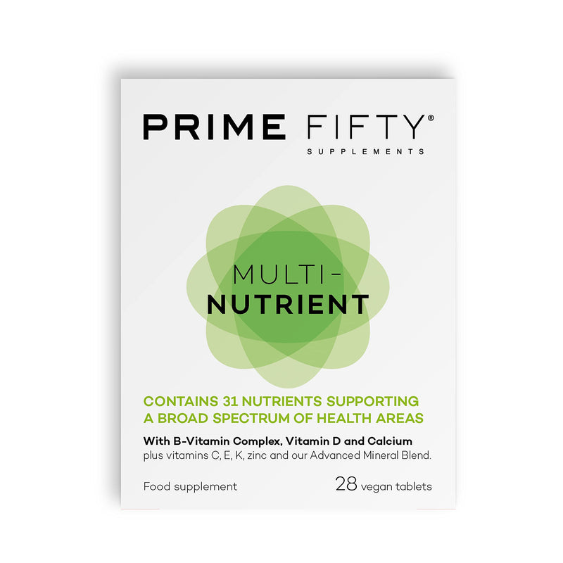 Prime Fifty Multi-Nutrient Vegan Multivitamin Tablets – 32 Multivitamins & Minerals Including Vitamin B Complex, Calcium, Zinc & Vitamin D – 28 Day Supply – Immune System Vitamins for 50+