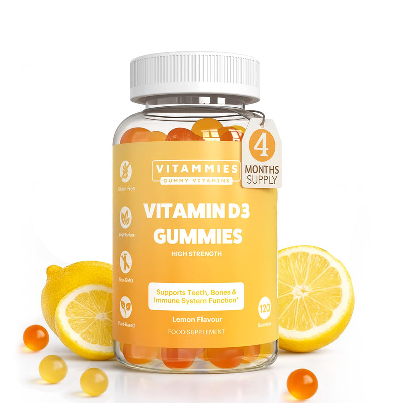 Vitammies Vegan Vitamin D3 Gummies 4000 IU | High Strength Vitamin D Chewable Gummy | 4 Month Supply | Vegetarian | Gluten-Free | Non-GMO | 120 Count | Lemon Flavour | Vitamin D Gummies for Adults Vitamin D3 Gummies 4000IU