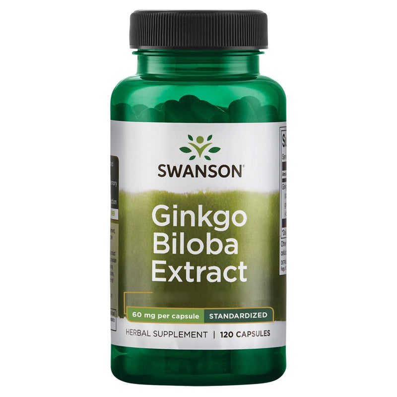 Swanson, Ginkgo Biloba Extract, 60mg, 120 Capsules, Lab-Tested, SOYA-Free, Gluten-Free, GMO-Free