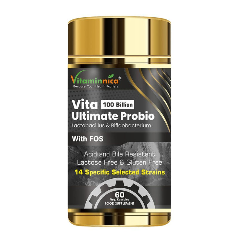 Vitaminnica Vita Ultimate Probio 100 Billion | Advanced Probiotic Blend for Gut Health, Digestive Support & Immune System Boost | 60 Capsules