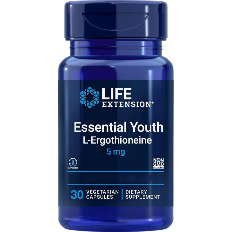 Life Extension, Essential Youth L-Ergothionine, 5mg, 30 Vegan Capsules, Lab-Tested, Gluten-Free, Vegetarian, SOYA-Free, GMO-Free 30 count (Pack of 1)