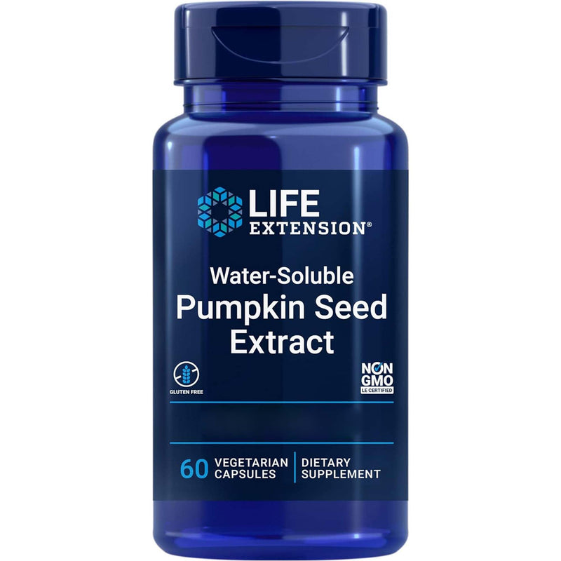 Life Extension, Water-Soluble Pumpkin Seed Extract, 60 Vegan Capsules, Lab-Tested, Gluten-Free, Vegetarian, Soy-Free, GMO-Free