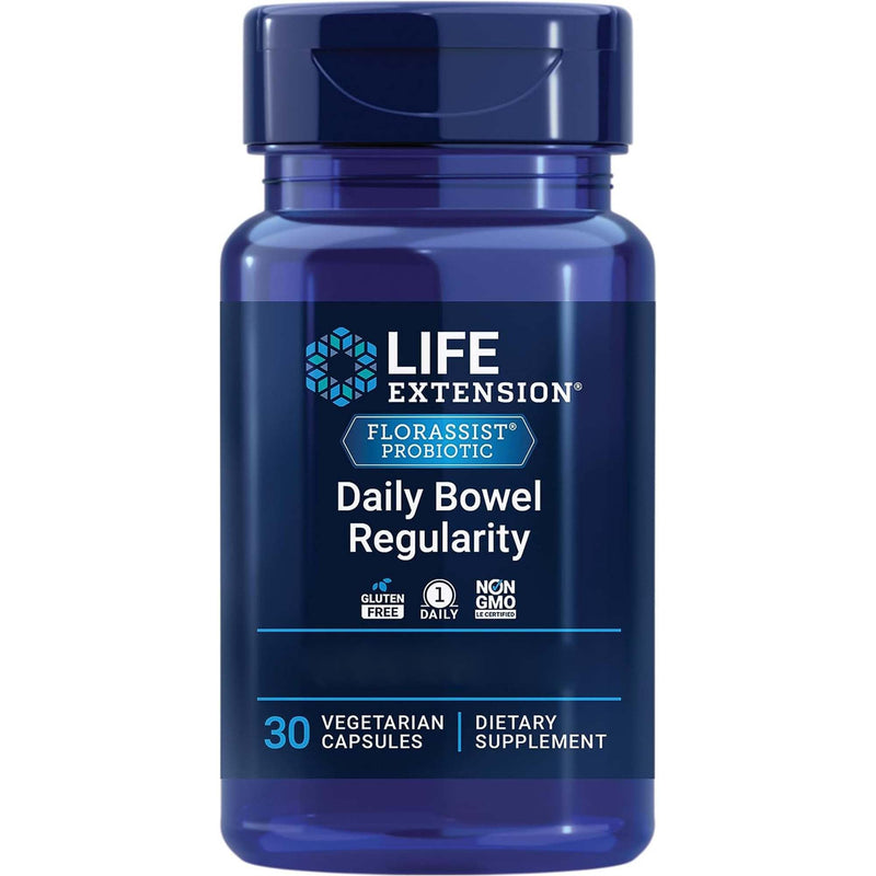 Life Extension, Florassist Daily Bowel Regularity, with Bifidobacterium lactis, 30 Capsules, Lab-Tested, Gluten-Free, Vegetarian, Soy-Free, GMO-Free
