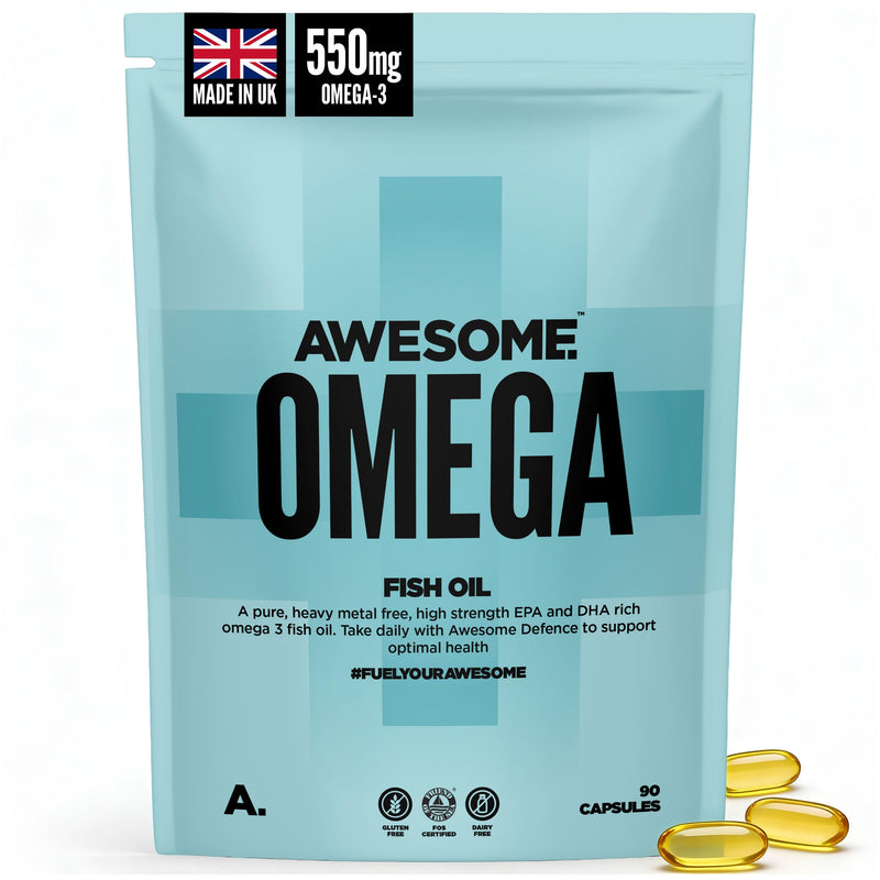 Awesome Supplements - Awesome Health - Omega - Pure Fish Oil - Support Heart Health & Brain Function -Heavy Metal Free - 90 Capsules