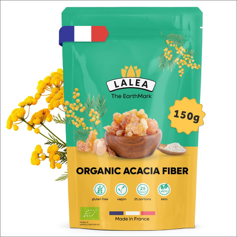 LALEA Organic Acacia Fibre Powder 150 g – Prebiotic Fibre Supplement, 90% Soluble Fibre from Acacia Gum (Gum Arabic) – Gut Health, Digestive Support – Vegan, Keto, Gluten-Free