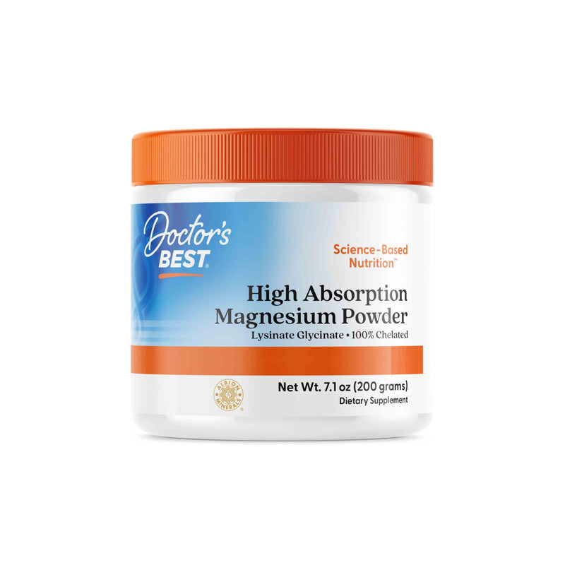 Doctor's Best, High Absorption Magnesium Powder, 200g Vegan Powder, High-Dose, Lab-Tested, Gluten-Free, SOYA-Free, Vegetarian, GMO-Free