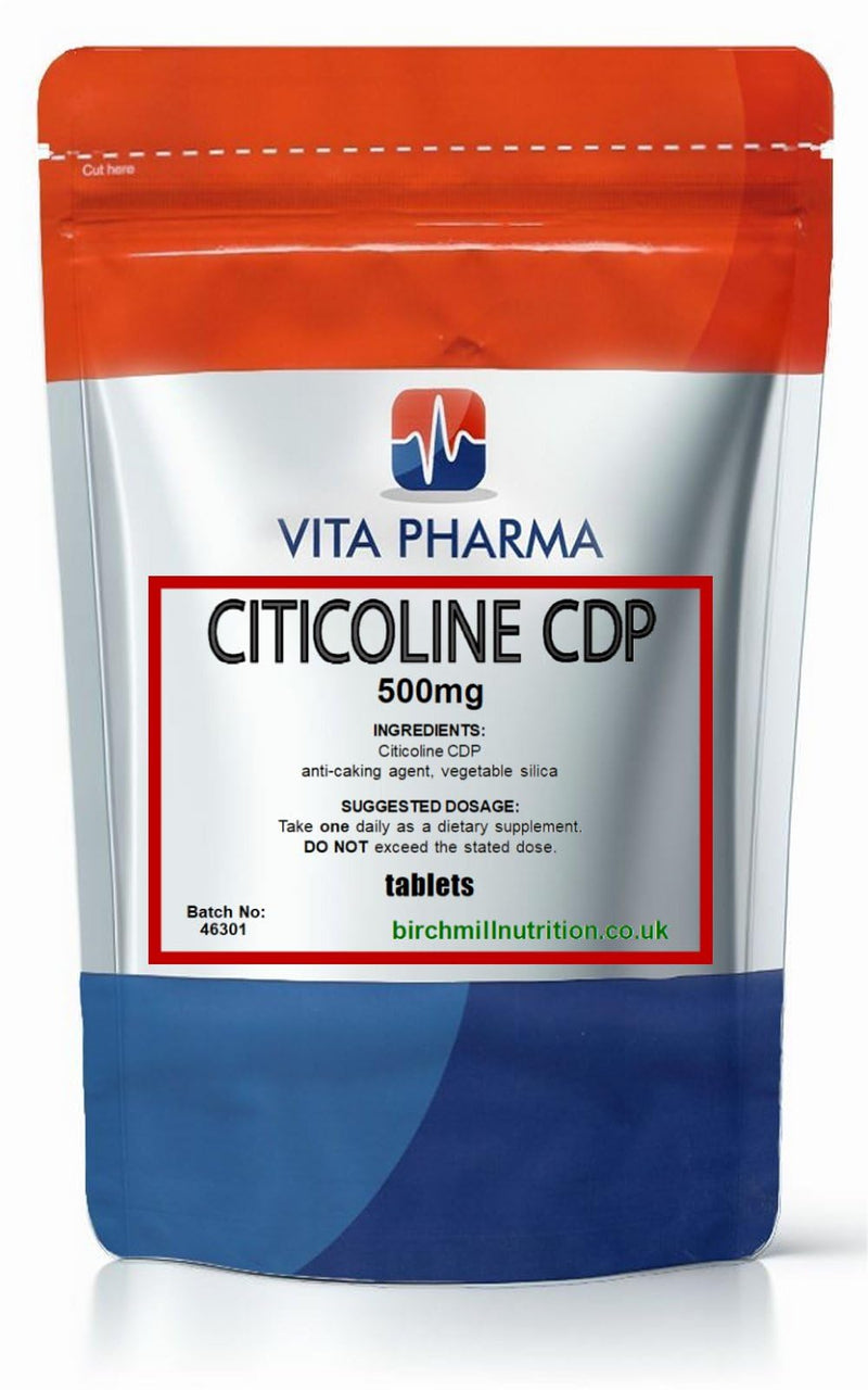 VITA PHARMA Citicoline CDP 500mg 365 Tablets, Memory & Cognitive Function, Focus, Clarity & Concentration, Mental Performance and Healthy Brain Function