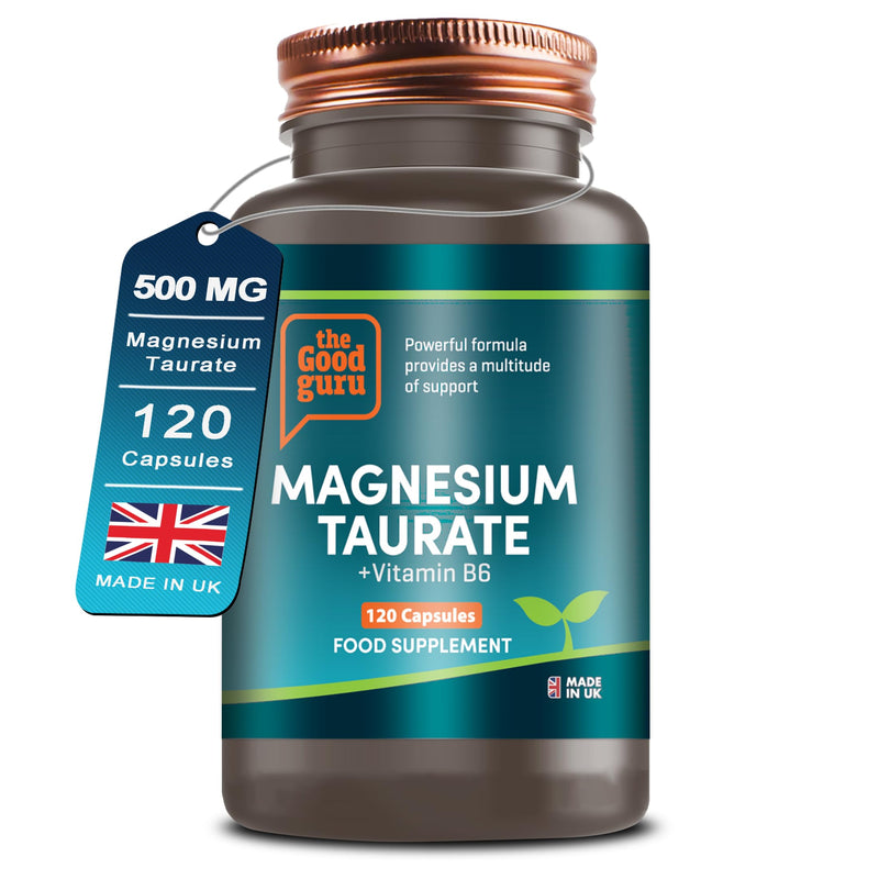Magnesium Taurate Capsules 507mg Supplement with Vitamin B6-2 in 1 Magnesium Taurate Supplement 120 Capsules Support Energy & Muscle Function, Men & Women, 120 Days Supply Heart by The Good Guru