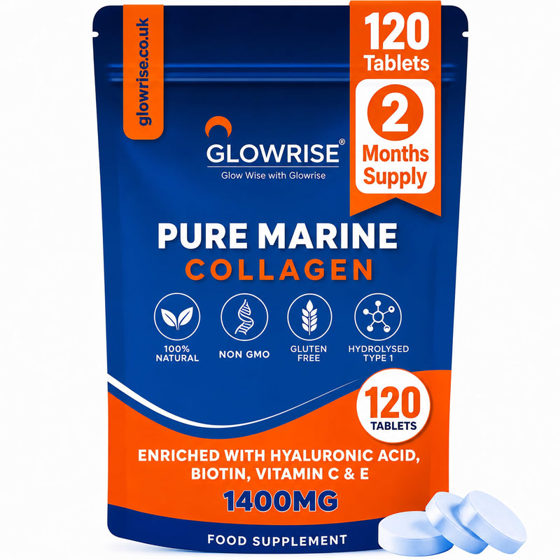 Marine Collagen Tablets 1400mg – 120 Tablets (2 Month Supply) with Hyaluronic Acid, Biotin, Vitamin C & E – Collagen Supplement for Skin, Hair & Joints – for Women & Men 1