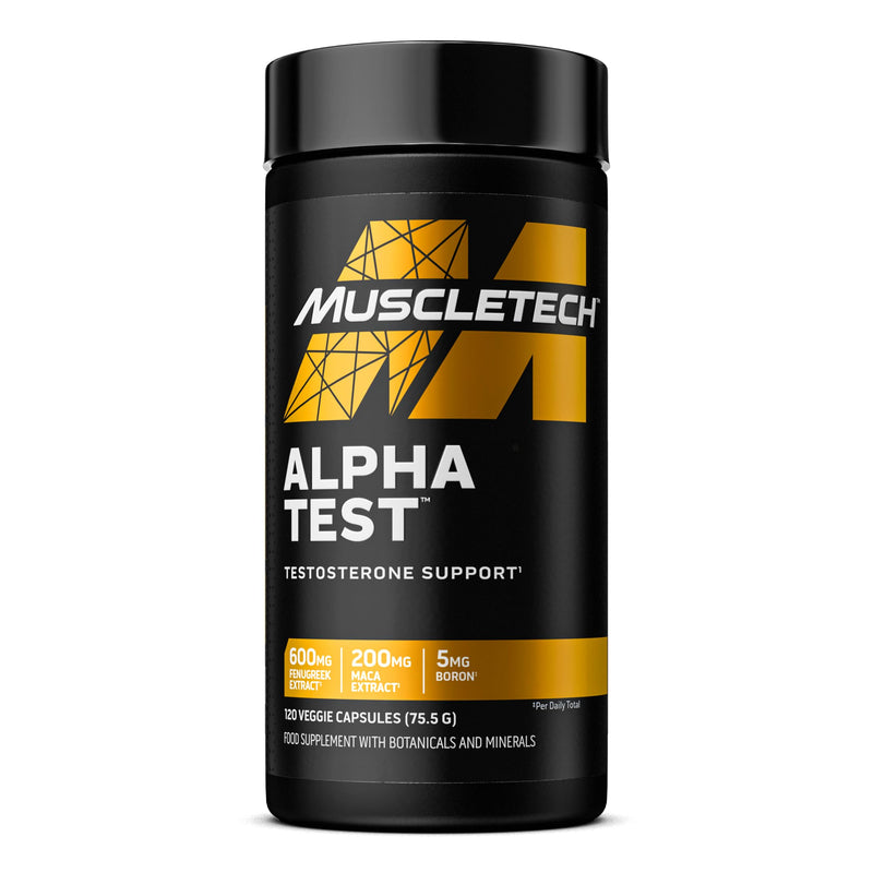 MuscleTech AlphaTest Testosterone Booster Supplement for Men, Workout Supplement, Muscle Strength Builder for Men, 200mg Maca Extract, Zinc & Boron, 120 Capsules, 30 Servings