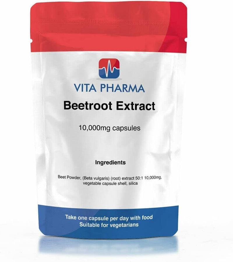 VITA PHARMA Beetroot Extract 10,000mg 365 Capsules, Heart & Circulatory Health, Natural Energy & Stamina, Healthy Blood Pressure, Exercise Performance & Endurance