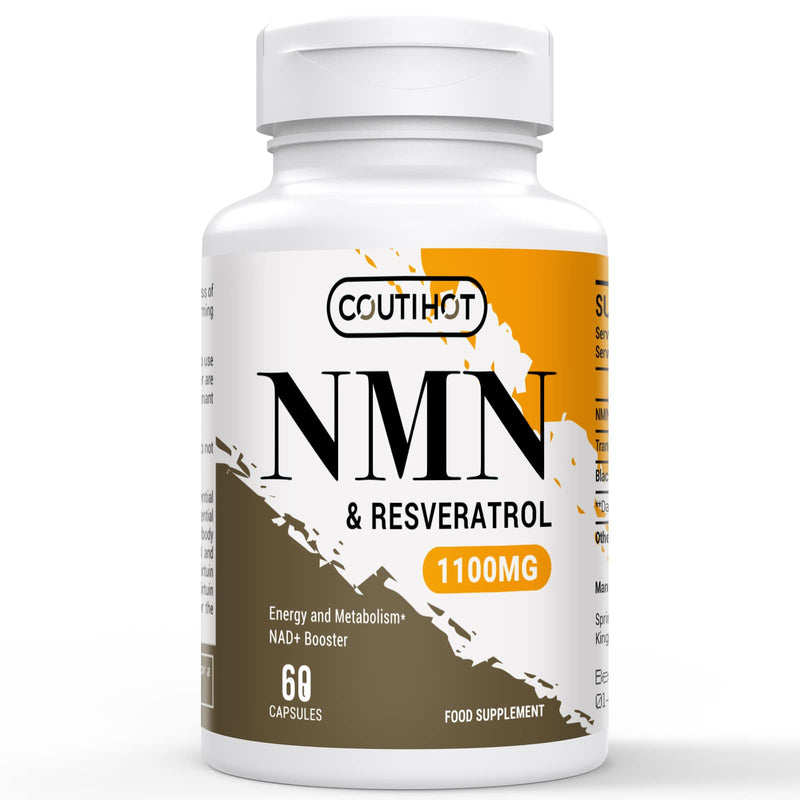 1100mg NAD & Trans-Resveratrol Capsules with 50mg Black Pepper Extract - Nutrient-Rich Blend - Gluten-Free, Non-GMO (60 Count (Pack of 1)) 60 count (Pack of 1)