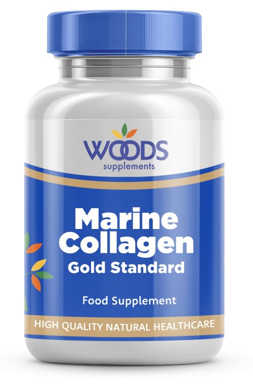 Woods Supplements - High Strength Collagen 150x Tablets. Marine Collagen with Hyaluronic Acid, Vitamin E, C, B6, Biotin & Zinc Food Supplement for Healthy Hair, Skin, Energy Production and Metabolism 150