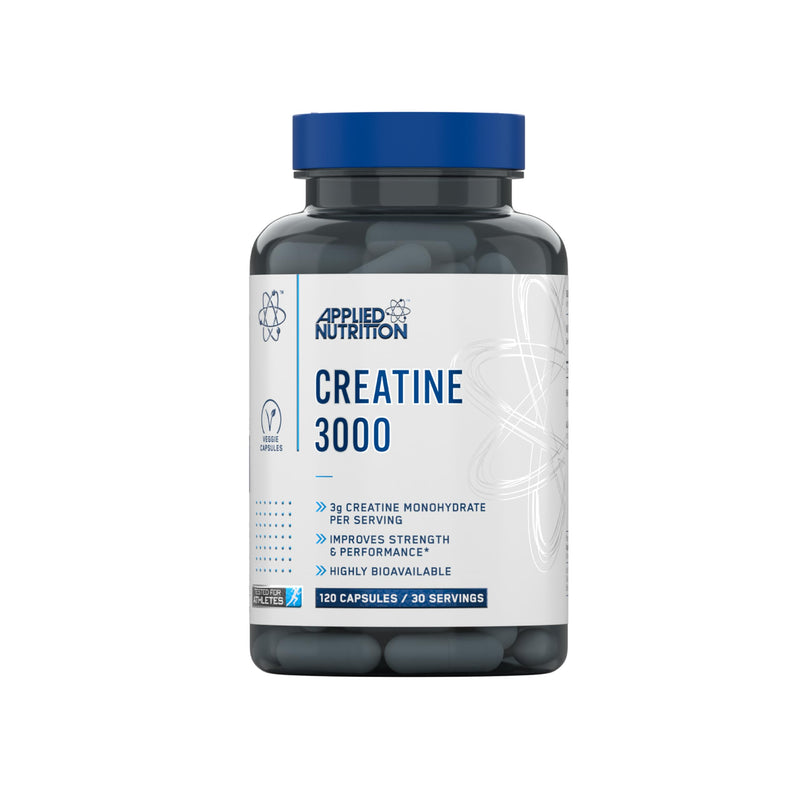 Applied Nutrition Creatine Monohydrate Capsules 3000mg Per Serving – High Strength Gym Supplement for Men & Women – Unflavoured Energy & Performance Support for Workout (120 Capsules – 30 Servings) 120 count (Pack of 1)