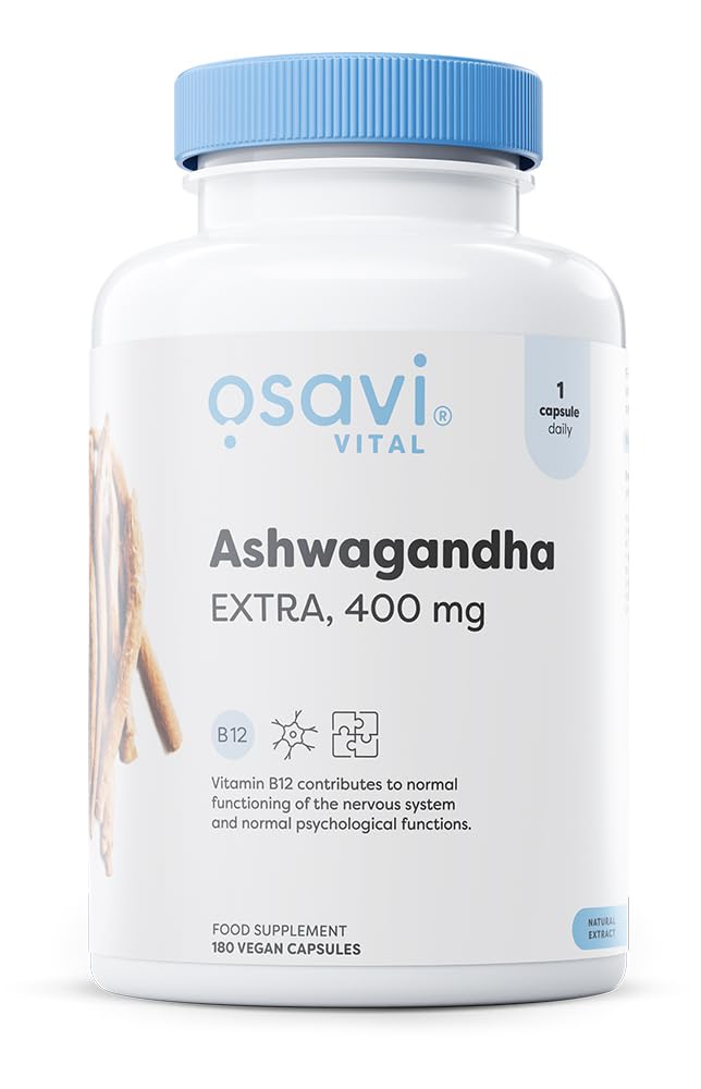 Osavi Ashwagandha Extra 400 mg – 180 Vegan Capsules | Stress & Wellbeing Support | Vegan Capsules with Ashwagandha & B12 to Enhance Stress Resilience | Mental Balance & Reduce Fatigue 180 count (Pack of 1)