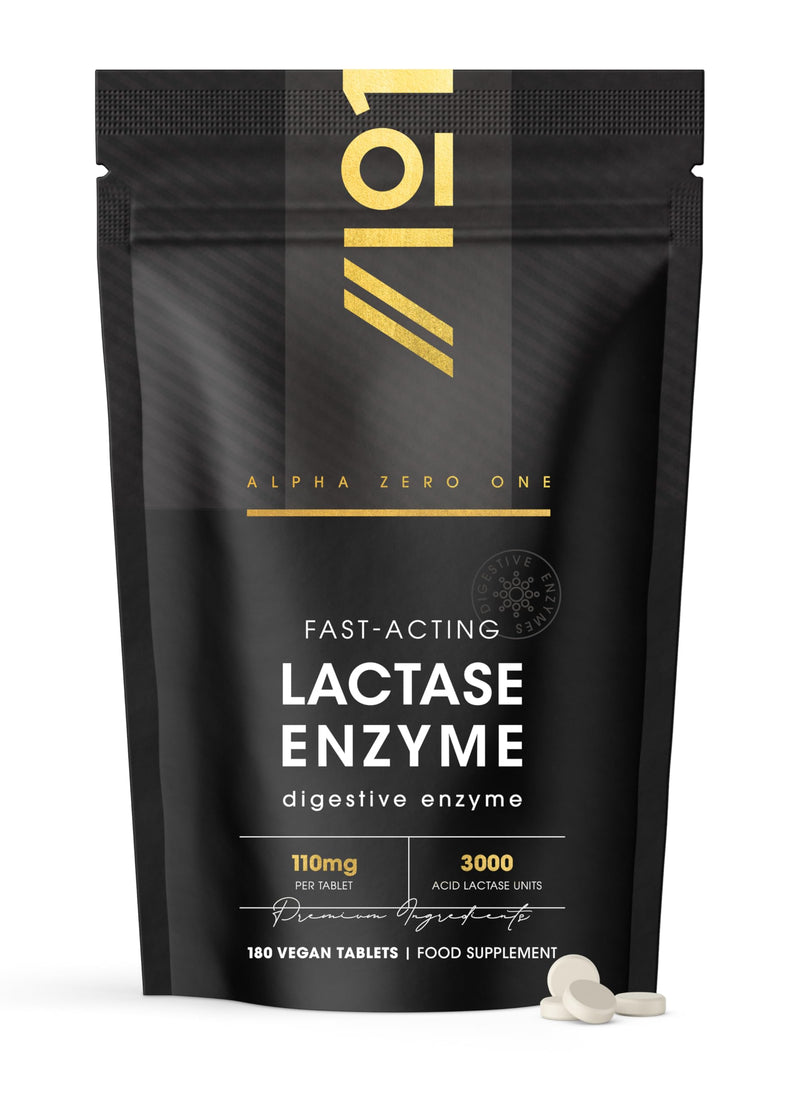 Lactase Tablets 3000 FCC (per Tablet) – 180 Count - Digestive Enzyme Helps Digest Lactose in Milk & Dairy – Support for Lactose Intolerance – by Alpha01