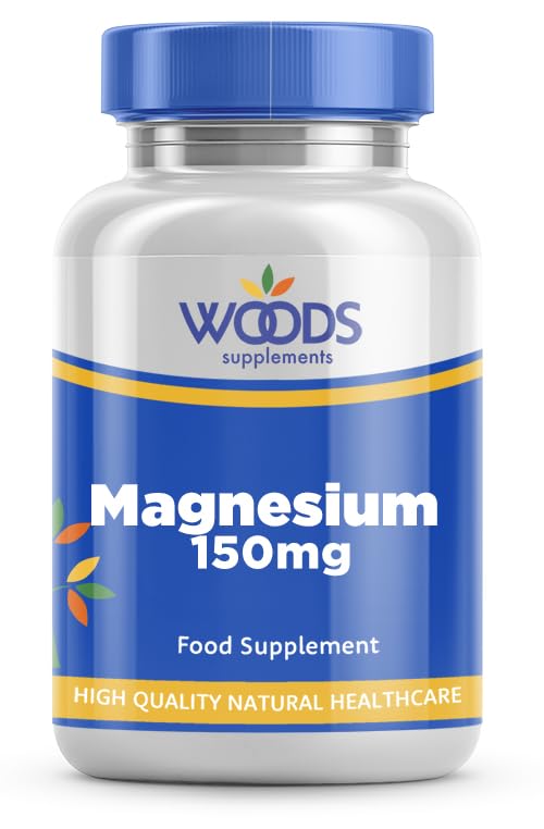 Magnesium 150mg (90 Tablets) from Woods Supplements | Magnesium contributes to Normal Muscle Function and Healthy Bones | Suitable for Vegetarians & Vegans 90