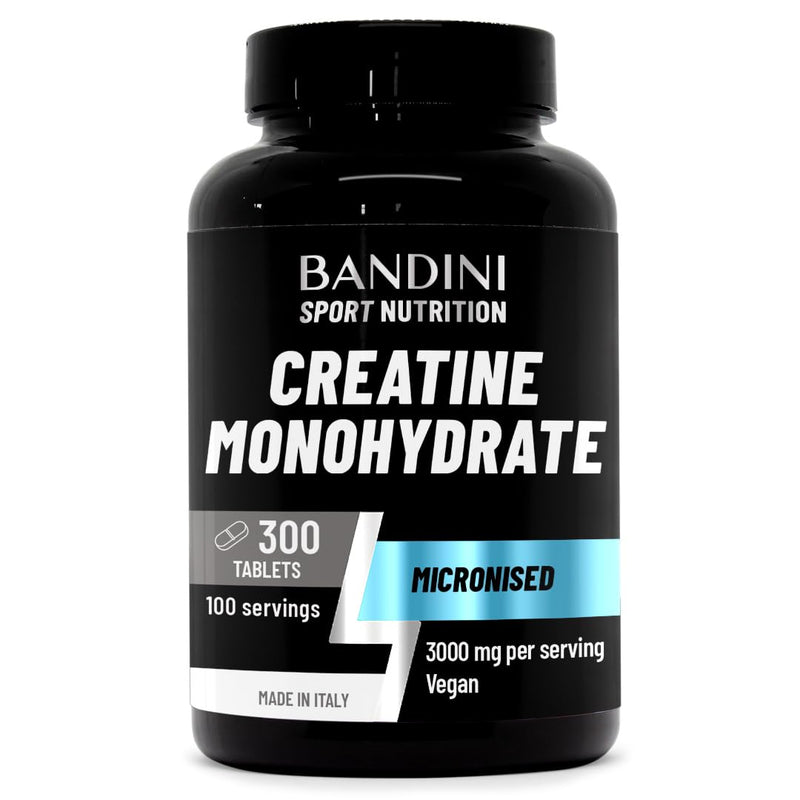 Bandini® Creatine Monohydrate 300 Tablets - 3000mg per dose - Supplement for Energy, Training & Gym - Pre Workout for Men & Women - Alternative to Powder - Vegan Micronised Creatin - Keto Unflavoured 300 count (Pack of 1)