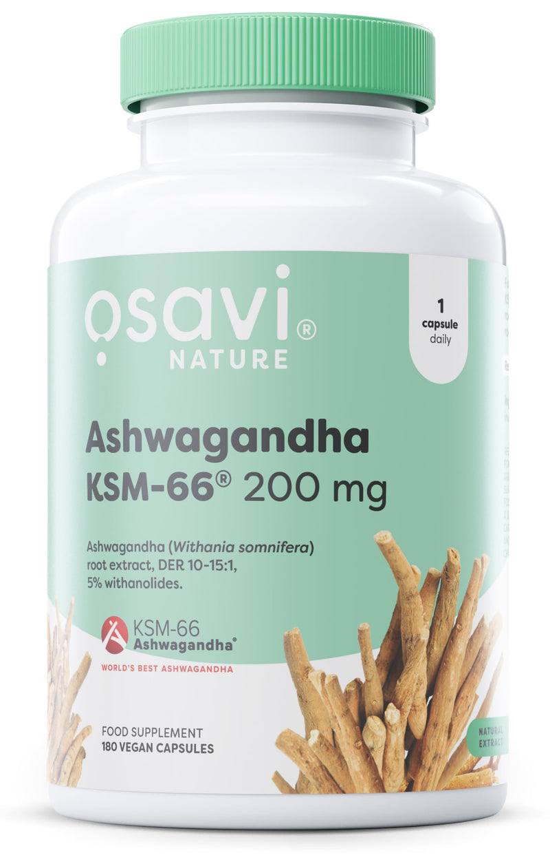 Osavi Ashwagandha KSM–66® 200 mg – 180 Vegan Capsules | Clinically Tested Stress Support | High–Potency Root Extract for Resilience | Mental Balance & Overall Wellbeing | Vegan & Clean Label 180 count (Pack of 1)