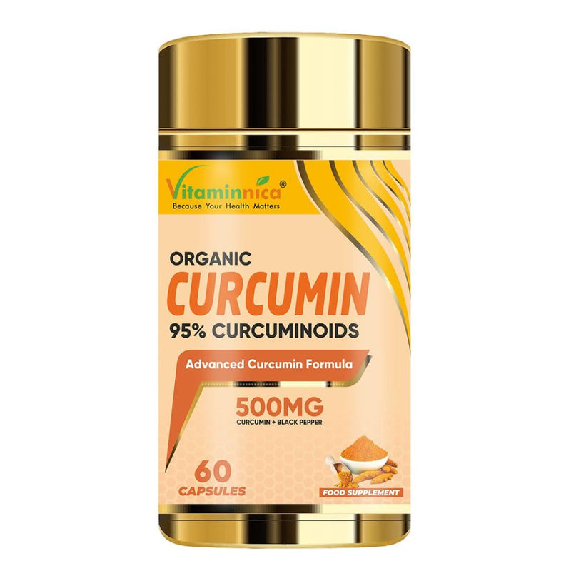 Vitaminnica Curcumin 95 | High Strength Curcumin Capsules containing 96.9% Curcuminoids and Black Pepper Extract | 500mg x 60 Veg Capsules | Joint Health