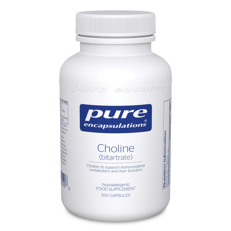 Pure Encapsulations Choline (Bitartrate) - for a Normal Liver Function & Metabolism - Supplement with high-dose Choline - 100 Capsules