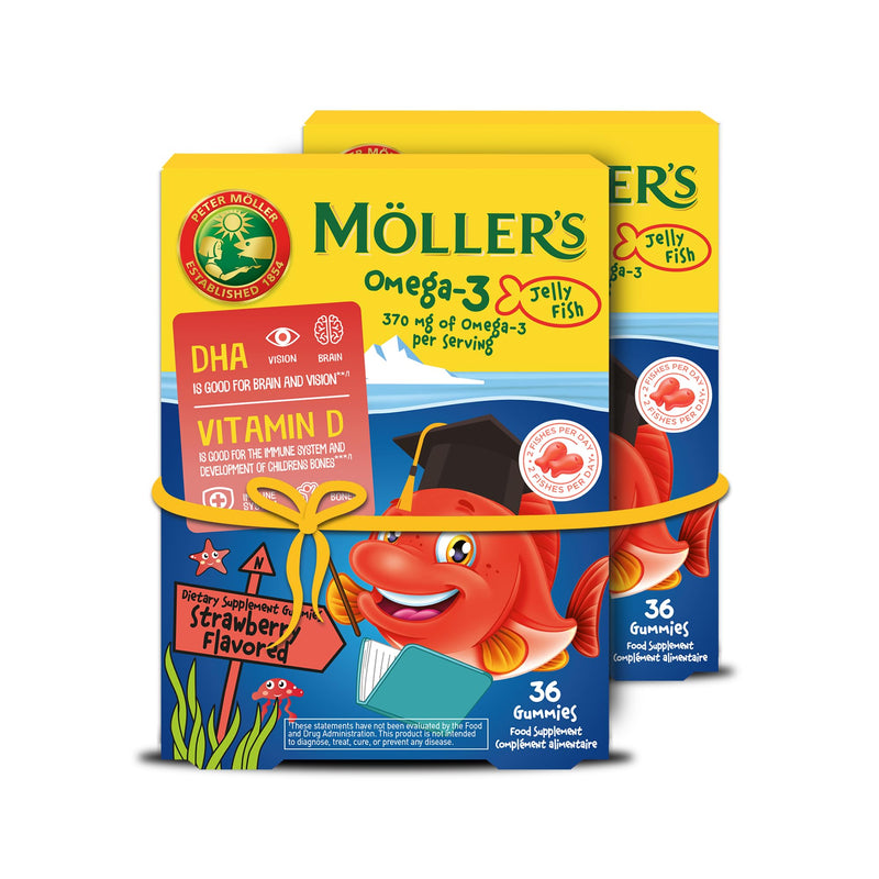 Moller’s ® | Omega 3 Jellies for Children | Strawberry | 72 Capsules 36 count (Pack of 2)