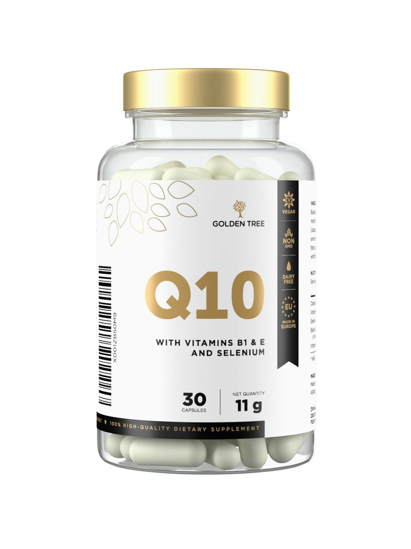 Golden Tree Q10 – 50 mg Coenzyme Q10 Capsules with Vitamin B1, Vitamin E and Selenium – Vegan Formula, Lactose-Free, 30 Capsules