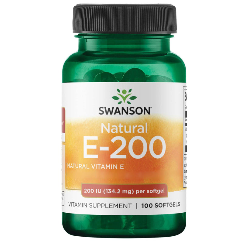 Swanson, E-200, High-Dose Vitamin E, 200IU, 100 Softgels, Gluten-Free, GMO-Free 100 count (Pack of 1)