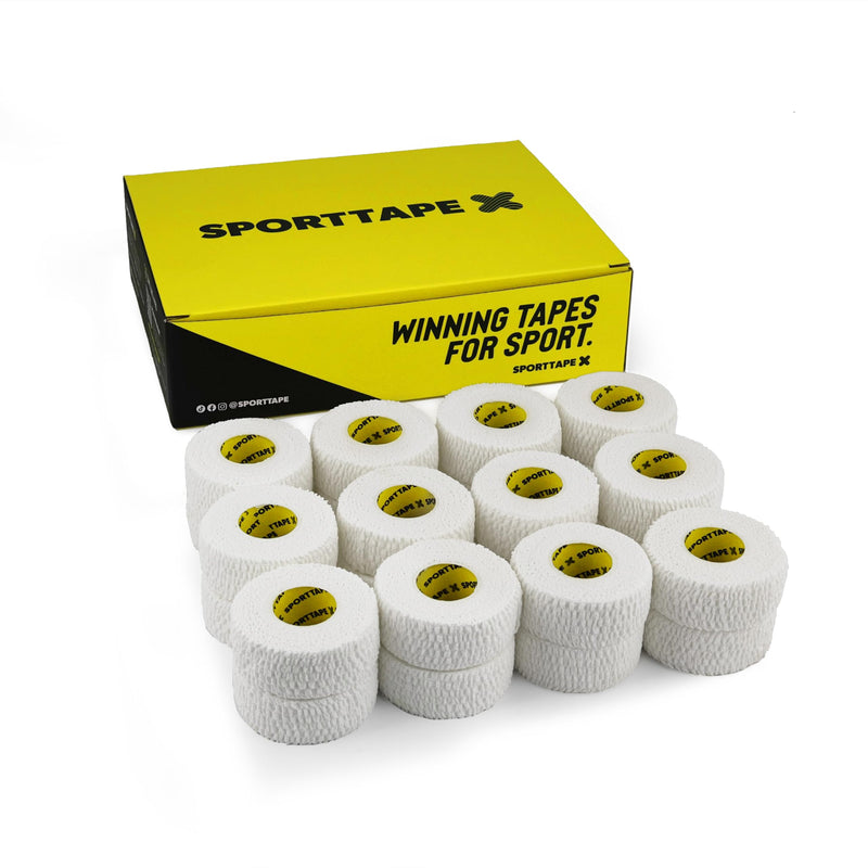 Box of 24 Rolls - SPORTTAPE Elastic Adhesive Bandage - 2.5cm x 4.5m - Tearable EAB for Thumb, Hand & Finger Strapping, Golf & Weightlifting Tape | First Aid & Medical Tape 2.5x450 cm (Pack of 24)