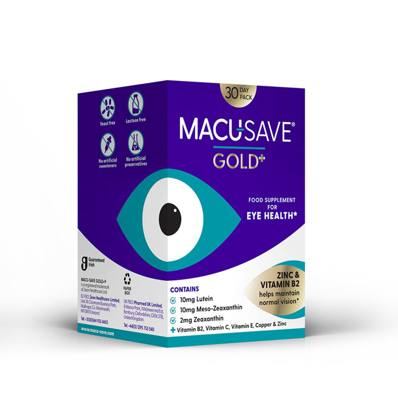 Macu-SAVE Gold+ Food Supplement with Meso-Zeaxanthin/Lutein and Zeaxanthin - 30 Day Pack (90 Capsules, 3 Capsules per Day)