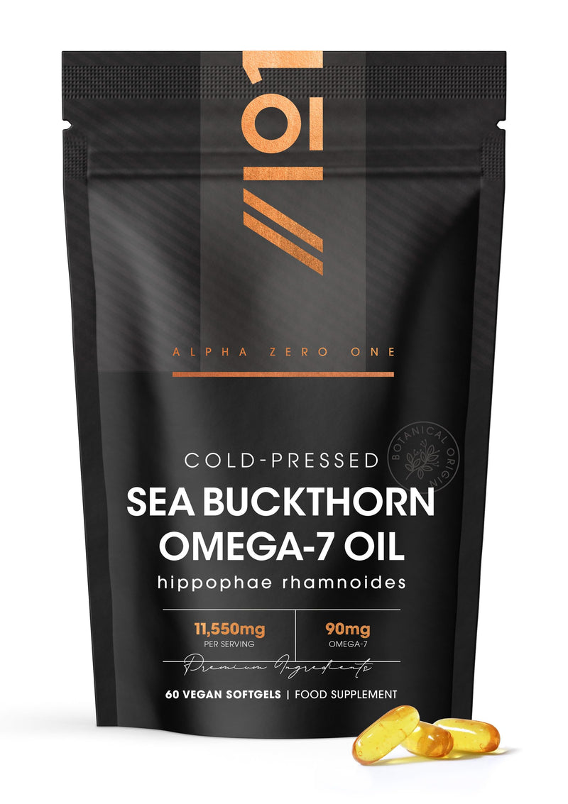 Sea Buckthorn Omega 7 Oil 11,550mg - 60 Vegan Softgels- High Strength 90mg Palmitoleic Acid- Pure & Potent Hippophae Rhamnoides Supplement Capsules - By Alpha01