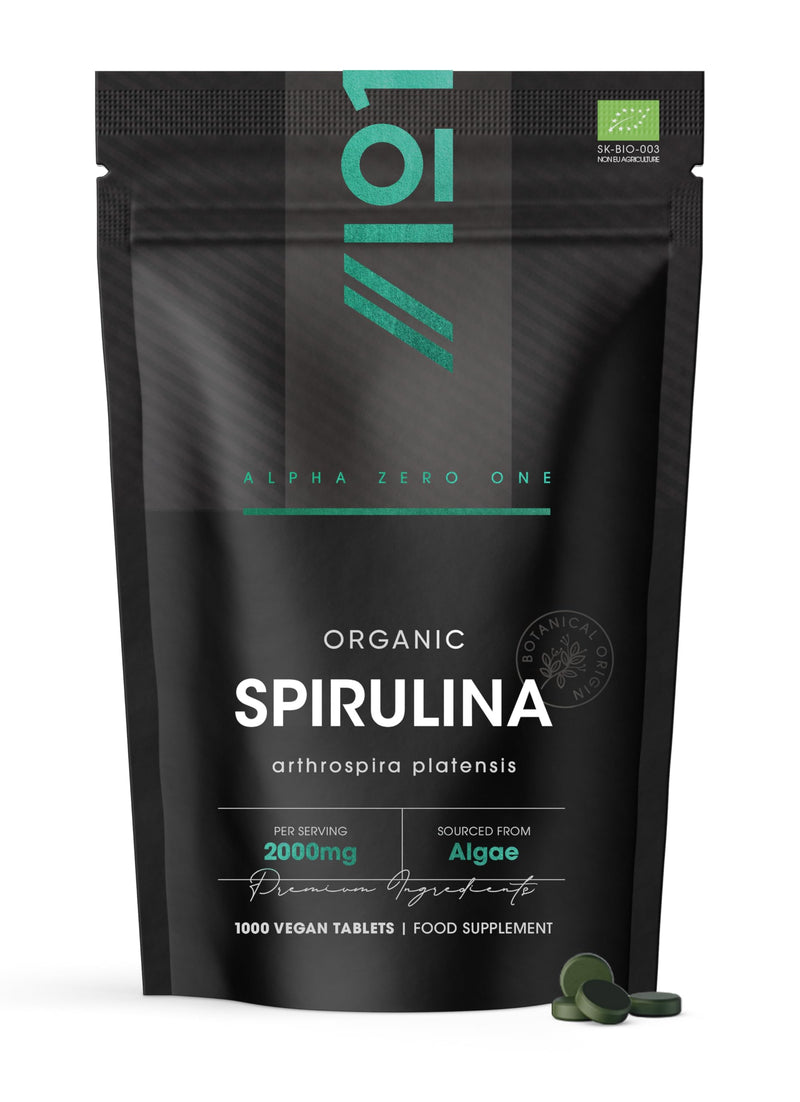 Organic Spirulina 2000mg – 1000 Vegan Tablets - Pure Supplement Formula with No Additives – Resealable and Recyclable Pouch by Alpha01 1 count (Pack of 1000)