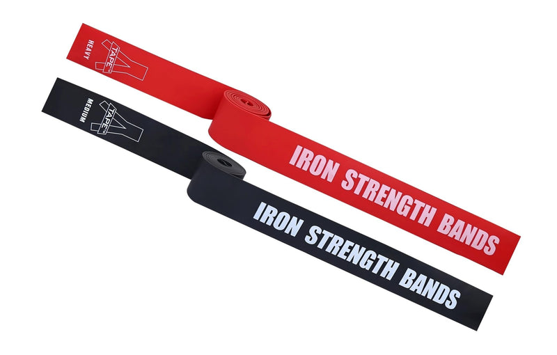 A-TAPE Muscle Floss Bands (5’ Ft Long X 2” inch Width)- Compression Bands - for Improving Movement, Increasing Circulation & Reducing Soreness (Red (Heavy) + Black (Medium))